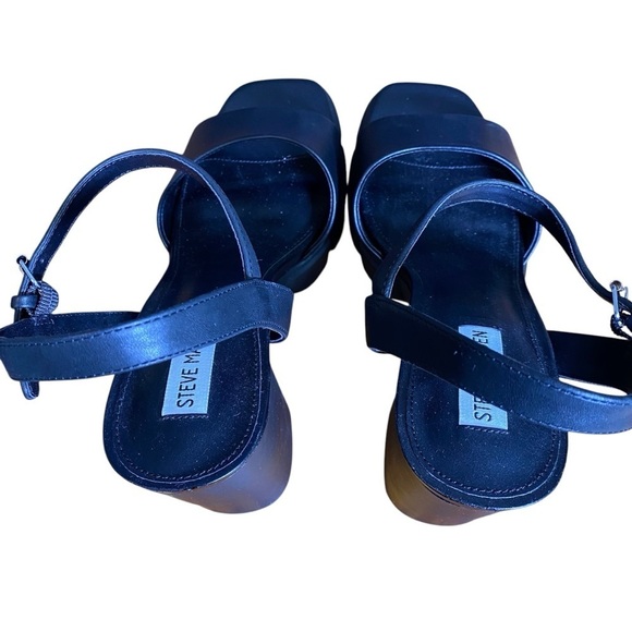 STEVE MADDEN RAYDEN Women's size 11M Black Platform Sandals with Chunky Heel - Picture 8 of 10